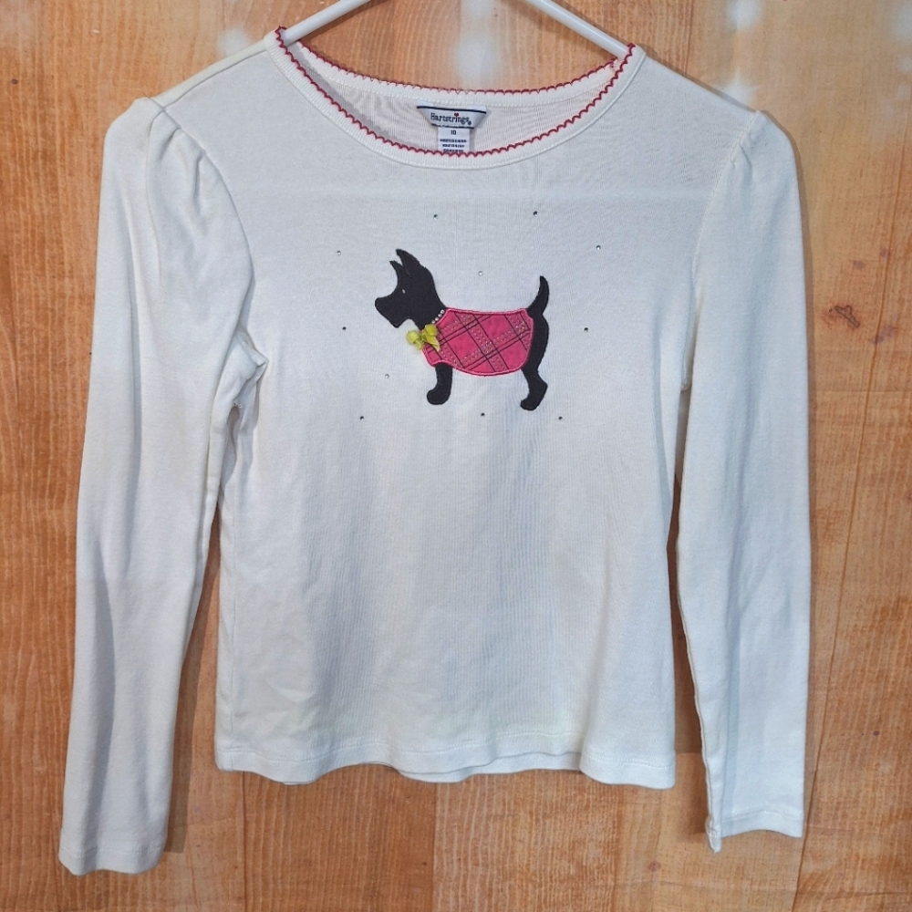 White Long Sleeve Shirt with Dog Design